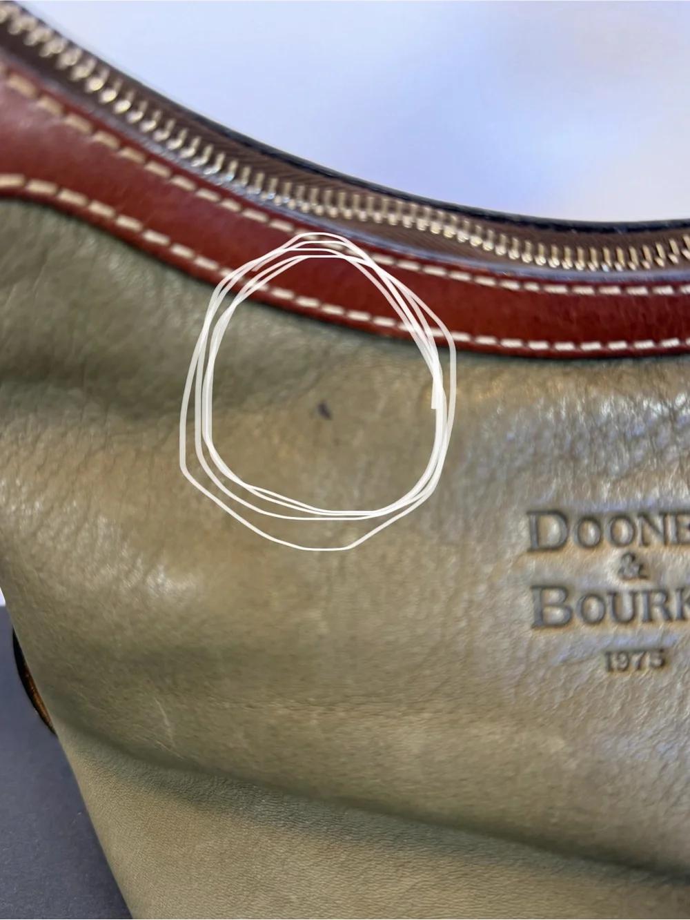 Vintage Dooney & Bourke All Weather Leather Olive Satchel Brown Trim Bag